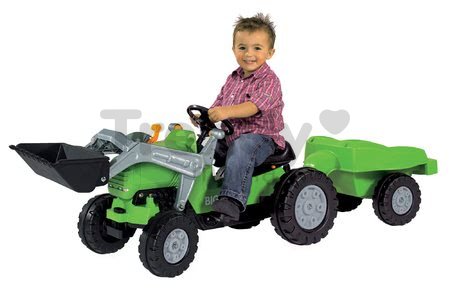Traktor na šliapanie Jimmy BIG s nakladačom a vlečkou zelený