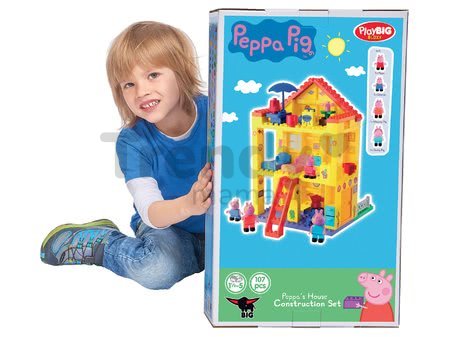 Stavebnica Peppa Pig rodinka v domčeku PlayBIG Bloxx BIG so 4 figúrkami 107 dielov od 1,5-5 rokov