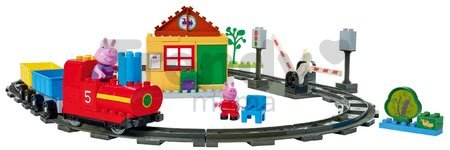 Stavebnica Peppa Pig Train Fun PlayBIG Bloxx železnica s vlakom a domčekom s 2 figúrkami od 1,5-5 rokov