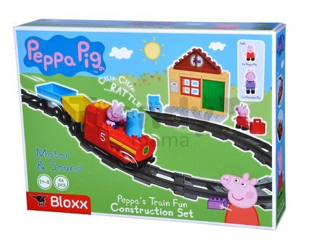 Stavebnica Peppa Pig Train Fun PlayBIG Bloxx železnica s vlakom a domčekom s 2 figúrkami od 1,5-5 rokov