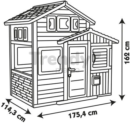 Domček Priateľov v elegantných farbách Friends House Evo Playhouse Smoby rozšíriteľný 2 dvere s kľúčom 6 okien s UV filtrom 162 cm výška