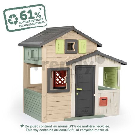 Domček Priateľov s uzamykateľnými dverami a poštovou schránkou Friends Evo Playhouse Life Smoby rozšíriteľný zadné polovičné dvere 6 okien s UV filtro