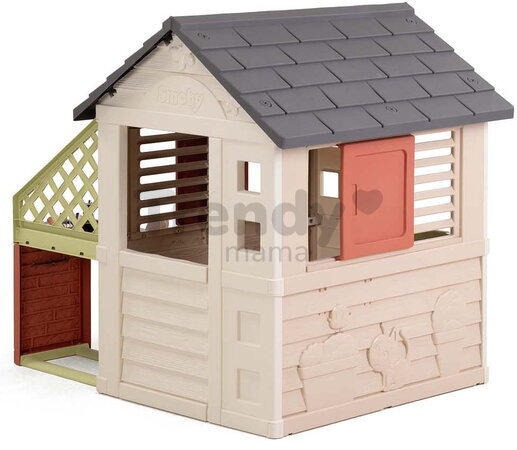 Domček s posuvnými okenicami Nature Playhouse&Kitchen Life Smoby s kuchynkou rozšíriteľný s UV filtrom od 24 mes