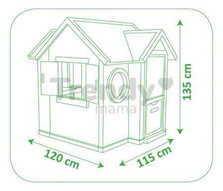 Domček My Neo House Smoby 1 dvere 2 okná s okenicami a 2 kruhové okná rozšíriteľný od 2 rokov