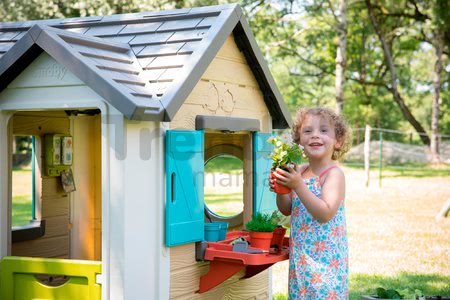 Domček pre záhradníka Garden House Smoby s kvetináčmi rozšíriteľný odkvap a mriežka s vtáčou búdkou 135 cm výška s UV filtrom od 2 rokov