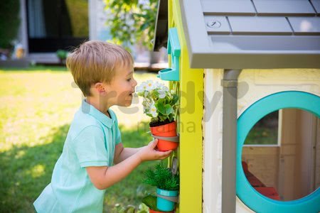 Domček pre záhradníka Garden House Smoby s kvetináčmi rozšíriteľný odkvap a mriežka s vtáčou búdkou 135 cm výška s UV filtrom od 2 rokov