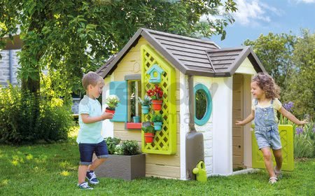 Domček pre záhradníka Garden House Smoby s kvetináčmi rozšíriteľný odkvap a mriežka s vtáčou búdkou 135 cm výška s UV filtrom od 2 rokov