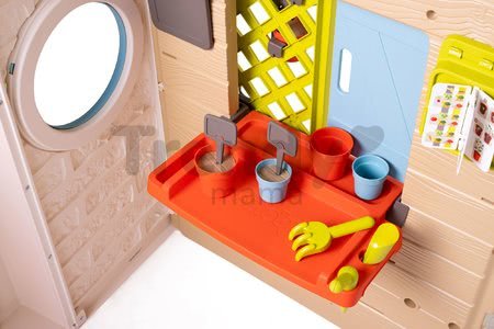 Domček pre záhradníka s kvetináčmi Garden House Life Smoby rozšíriteľný s odkvapom a mriežka s kŕmidlom pre vtáčiky 135 cm s UV filtrom od 24 mes - mo