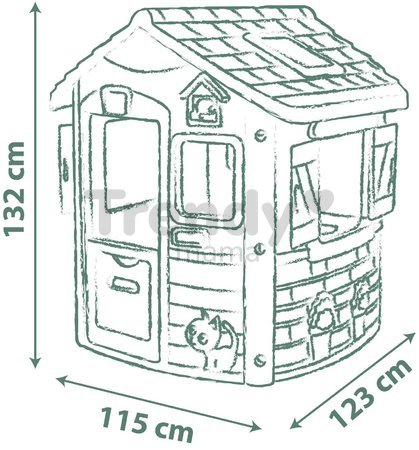 Domček ekologický Neo Jura Lodge Playhouse Green Smoby rozšíriteľný 2 dvere 2 okná s okenicami z recyklovaného materiálu s UV filtrom od 24 mes