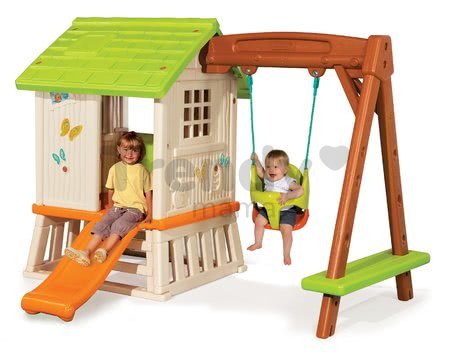 Domček Pretty Forest Hut Smoby so šmykľavkou a hojdačkou 2v1 od 24 mes