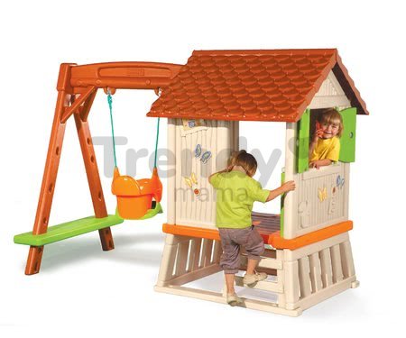 Domček Pretty Forest Hut Smoby so šmykľavkou a hojdačkou 2v1 od 24 mes