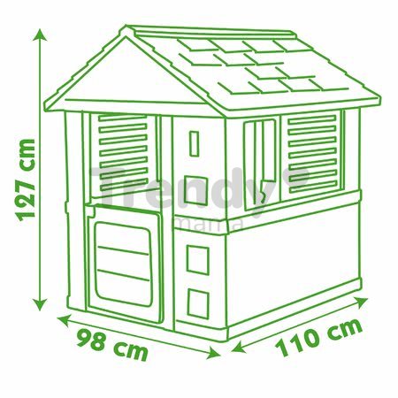 Domček Sunny Smoby oranžovo-zelený s 3 oknami a 2 žalúziami s anti UV filtrom od 24 mes