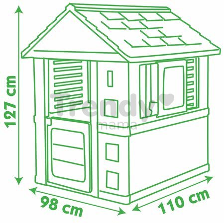 Domček Lovely Smoby červeno-zelený s 3 oknami a 2 žalúziami s UV filtrom od 2 rokov