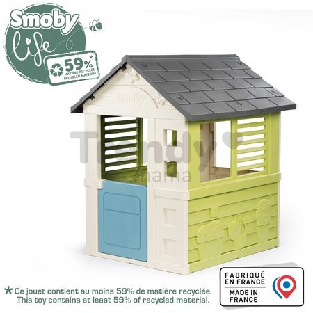 Domček s polovičnými dverami Jolie Playhouse Life Smoby zeleno-modrý rozšíriteľný s 3 oknami a 2 žalúziami s UV filtrom od 24 mes - model 2025