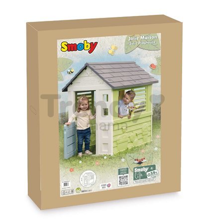 Domček s polovičnými dverami Jolie Playhouse Life Smoby zeleno-modrý rozšíriteľný s 3 oknami a 2 žalúziami s UV filtrom od 24 mes - model 2025