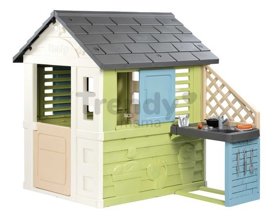 Domček s kuchynkou a 17 doplnkov Pretty Playhouse&Kitchen Life Smoby rozšíriteľný 3 okná s 2 žalúziami a posuvnými okenicami s UV filtrom od 24 mes - 