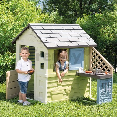 Domček s kuchynkou a 17 doplnkov Pretty Playhouse&Kitchen Life Smoby rozšíriteľný 3 okná s 2 žalúziami a posuvnými okenicami s UV filtrom od 24 mes - 