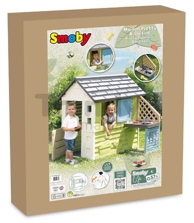 Domček s kuchynkou a 17 doplnkov Pretty Playhouse&Kitchen Life Smoby rozšíriteľný 3 okná s 2 žalúziami a posuvnými okenicami s UV filtrom od 24 mes - 