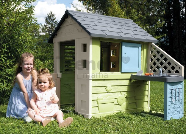 Domček s kuchynkou a 17 doplnkov Pretty Playhouse&Kitchen Life Smoby rozšíriteľný 3 okná s 2 žalúziami a posuvnými okenicami s UV filtrom od 24 mes - 