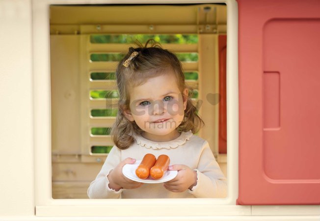 Domček s kuchynkou a 17 doplnkov Nature Playhouse&Kitchen Life Smoby rozšíriteľný 3 okná s 2 žalúziami a posuvnými okenicami s UV filtrom od 24 mes - 