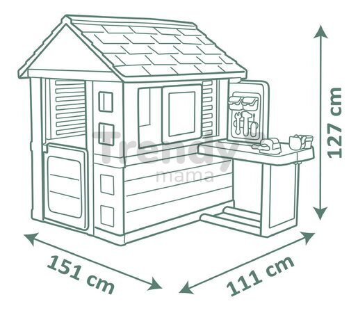 Domček s pracovnou dielňou a 39 doplnkami Nature Playhouse Workshop Life Smoby rozšíriteľný 2 okná so žalúziami a okenicami s UV filtrom od 24 mes
