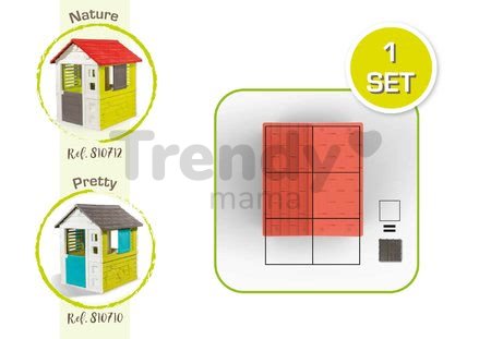 Domček Nature Smoby červeno-zelený 3 okná s 2 žalúziami a 2 posuvné okenice s UV filtrom od 2 rokov