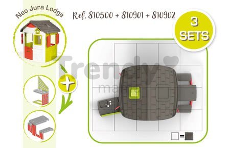 Domček Neo Jura Lodge Smoby rozšíriteľný 2 dvere 2 okná s okenicami a kŕmidlo pre vtákov od 2 rokov