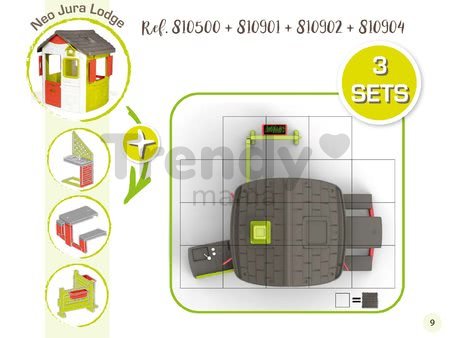 Domček Neo Jura Lodge Smoby rozšíriteľný 2 dvere 2 okná s okenicami a kŕmidlo pre vtákov od 2 rokov