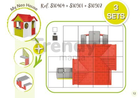 Domček My Neo House Smoby 1 dvere 2 okná s okenicami a 2 kruhové okná rozšíriteľný od 2 rokov