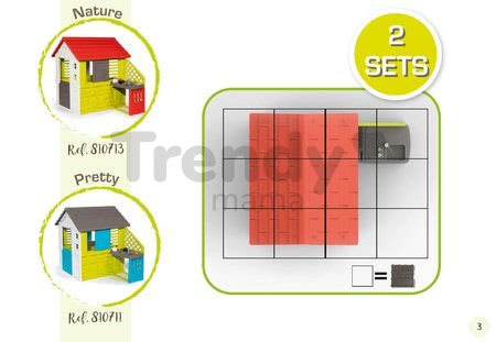 Domček s kuchynkou Nature Smoby červeno-zelený 3 okná s 2 žalúziami a 2 posuvné okenice s UV filtrom a 17 doplnkami od 2 rokov