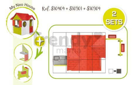 Domček My Neo House Smoby 1 dvere 2 okná s okenicami a 2 kruhové okná rozšíriteľný od 2 rokov