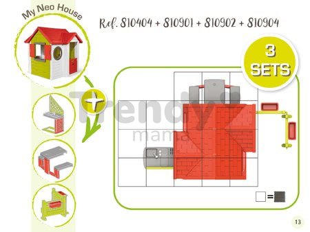 Domček My Neo House Smoby 1 dvere 2 okná s okenicami a 2 kruhové okná rozšíriteľný od 2 rokov