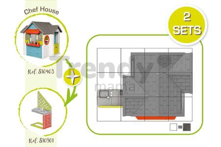 Domček so záhradnou reštauráciou Chef House Smoby s kuchynkou a obchod s pokladňou 38 doplnkov od 2 rokov