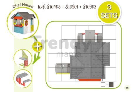 Domček so záhradnou reštauráciou Chef House Smoby s kuchynkou a obchod s pokladňou 38 doplnkov od 2 rokov