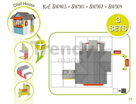 Domček so záhradnou reštauráciou Chef House Smoby s kuchynkou a obchod s pokladňou 38 doplnkov od 2 rokov