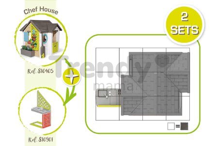 Domček pre záhradníka s kvetináčmi Garden House Life Smoby rozšíriteľný s odkvapom a mriežka s kŕmidlom pre vtáčiky 135 cm s UV filtrom od 24 mes - mo