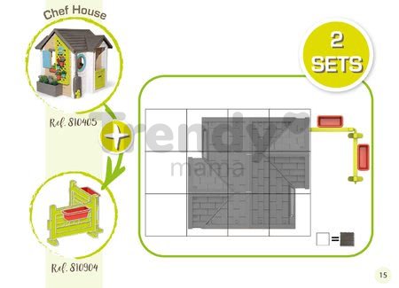 Domček pre záhradníka s kvetináčmi Garden House Life Smoby rozšíriteľný s odkvapom a mriežka s kŕmidlom pre vtáčiky 135 cm s UV filtrom od 24 mes - mo