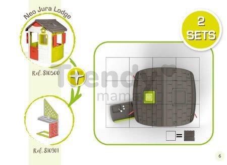 Domček Neo Jura Lodge Smoby rozšíriteľný 2 dvere 2 okná s okenicami a kŕmidlo pre vtákov od 2 rokov