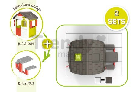 Piknik stôl s dvoma lavicami k domčekom Smoby s možnosťou upevnenia slnečníka s UV filtrom