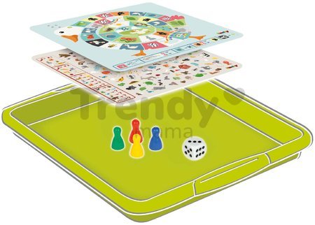 Sada 4 spoločenských hier k piknikovému stolu Games Drawer Set Smoby umiestnene v priečinku od 3-6 rokov