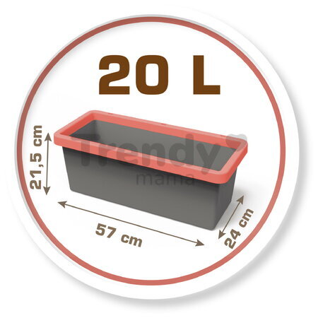 Kvetináč k domčeku na záhradu Eden Planter Smoby 20 litrový so 7 doplnkami pre záhradníka 57 cm dĺžka od 24 mes