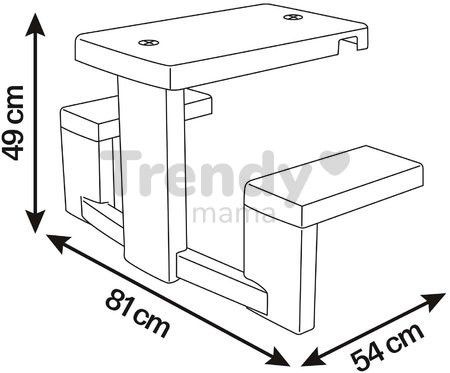 Piknik stôl s dvoma lavicami k domčekom Smoby s možnosťou upevnenia slnečníka a spoločenskej hry s UV fitrom od 24 mes
