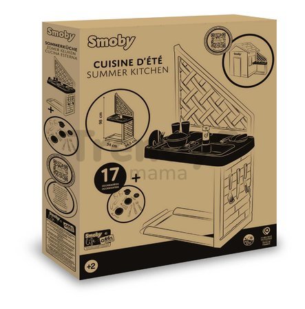 Kuchynka letná so 17 doplnkami Summer Kitchen Life k domčekom Smoby s drezom a varnou doskou s UV filtrom od 24 mes - model 2025