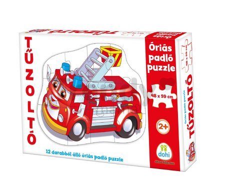 Puzzle podlahové požiarne auto Dohány veľké 12 dielov od 24 mes