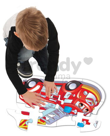 Puzzle podlahové požiarne auto Dohány veľké 12 dielov od 24 mes