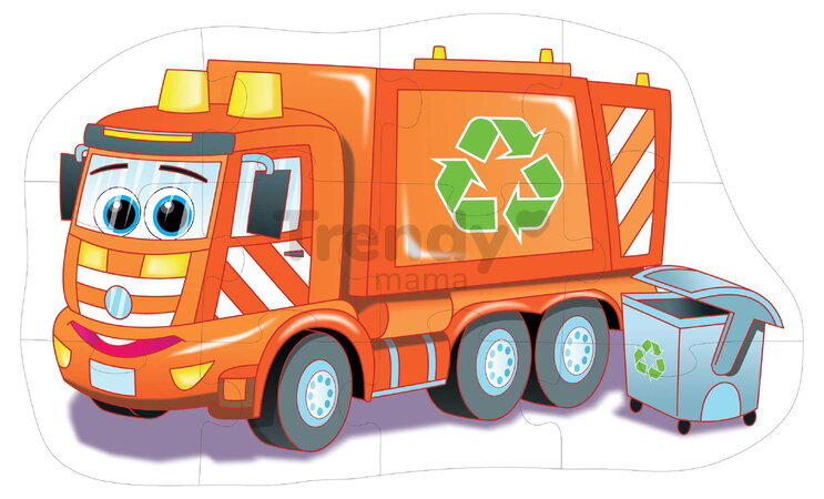 Puzzle podlahové smetiarske auto auto Dohány veľké 12 dielov od 24 mes