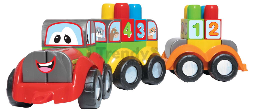 Traktor s prívesom 123-ABC Dohány s didaktickými kockami od 12 mes