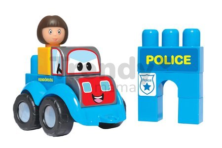 Stavebnica policajné autíčko Dohány s kockami 3 figúrky od 12 mes