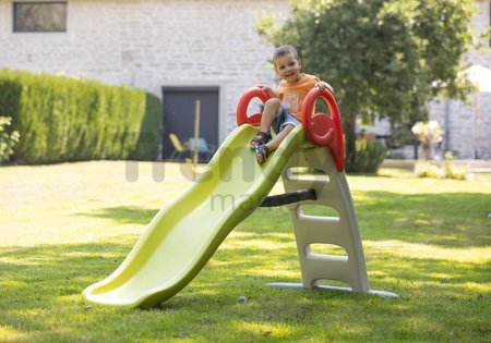 Šmykľavka s vodotryskom Funny Slide Green Toboggan Smoby 2 metrová dvojitá pevná konštrukcia s UV filtrom od 24 mes