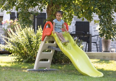 Šmykľavka s vodotryskom Funny Slide Green Toboggan Smoby 2 metrová dvojitá pevná konštrukcia s UV filtrom od 24 mes